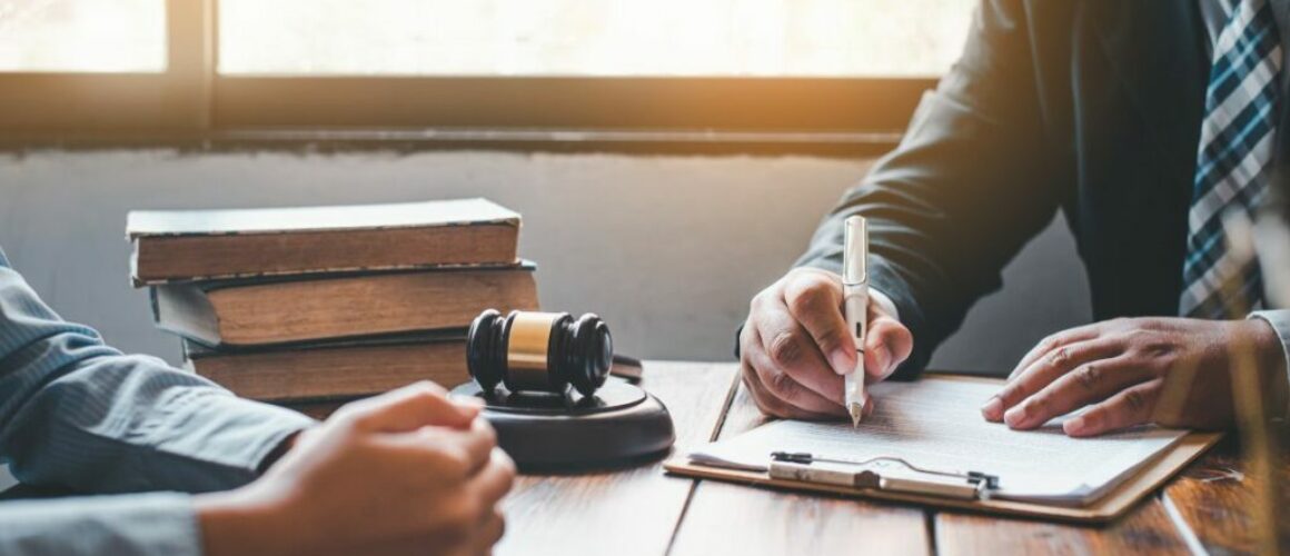 A contract signing in a barrister's office.